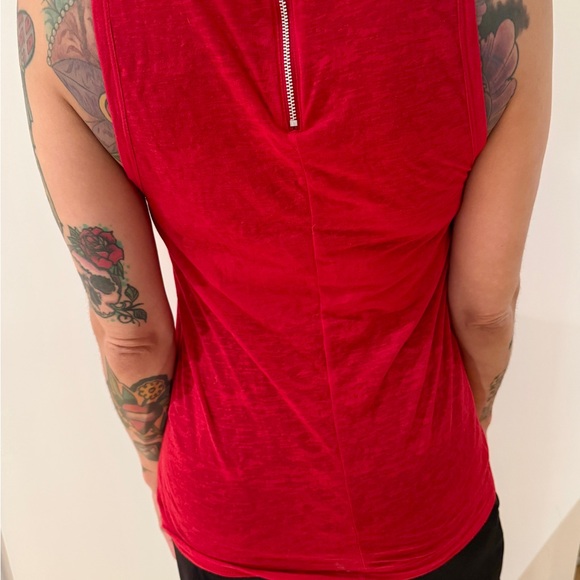 The Kooples Red Fitted Tank Top with White Text - Picture 3 of 6